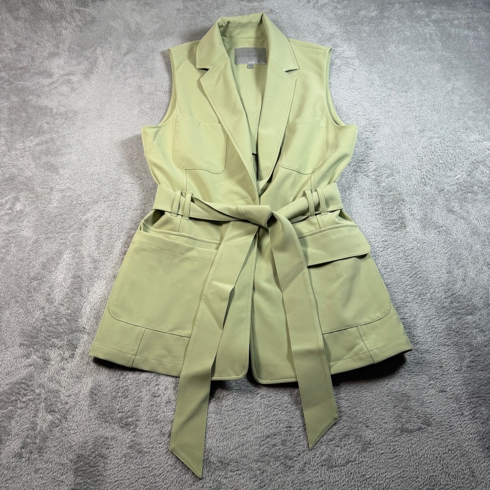 Anatomie Alyssa Belted Utility Vest Women Medium Green Blazer Lapel Career